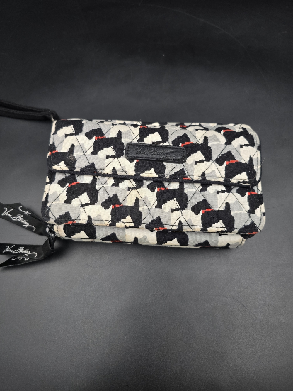 Vera Bradley Black & White Quilted Dog-Print Wristlet